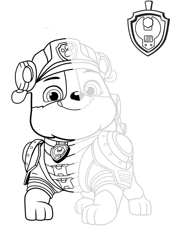 Paw Patrol Rubble Coloring Pages
